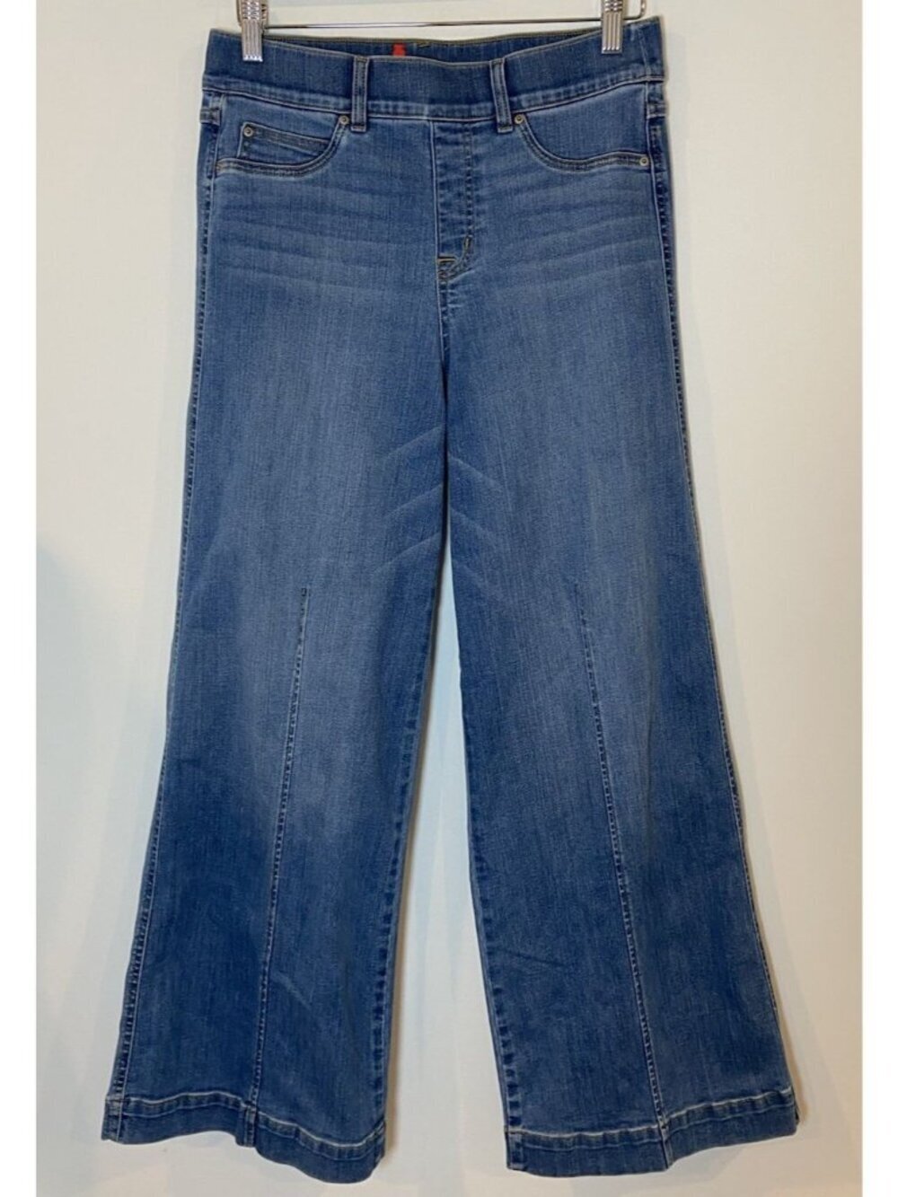 Spanx Wide Leg Front Seam Jeans Vintage Idigo Medium Petite